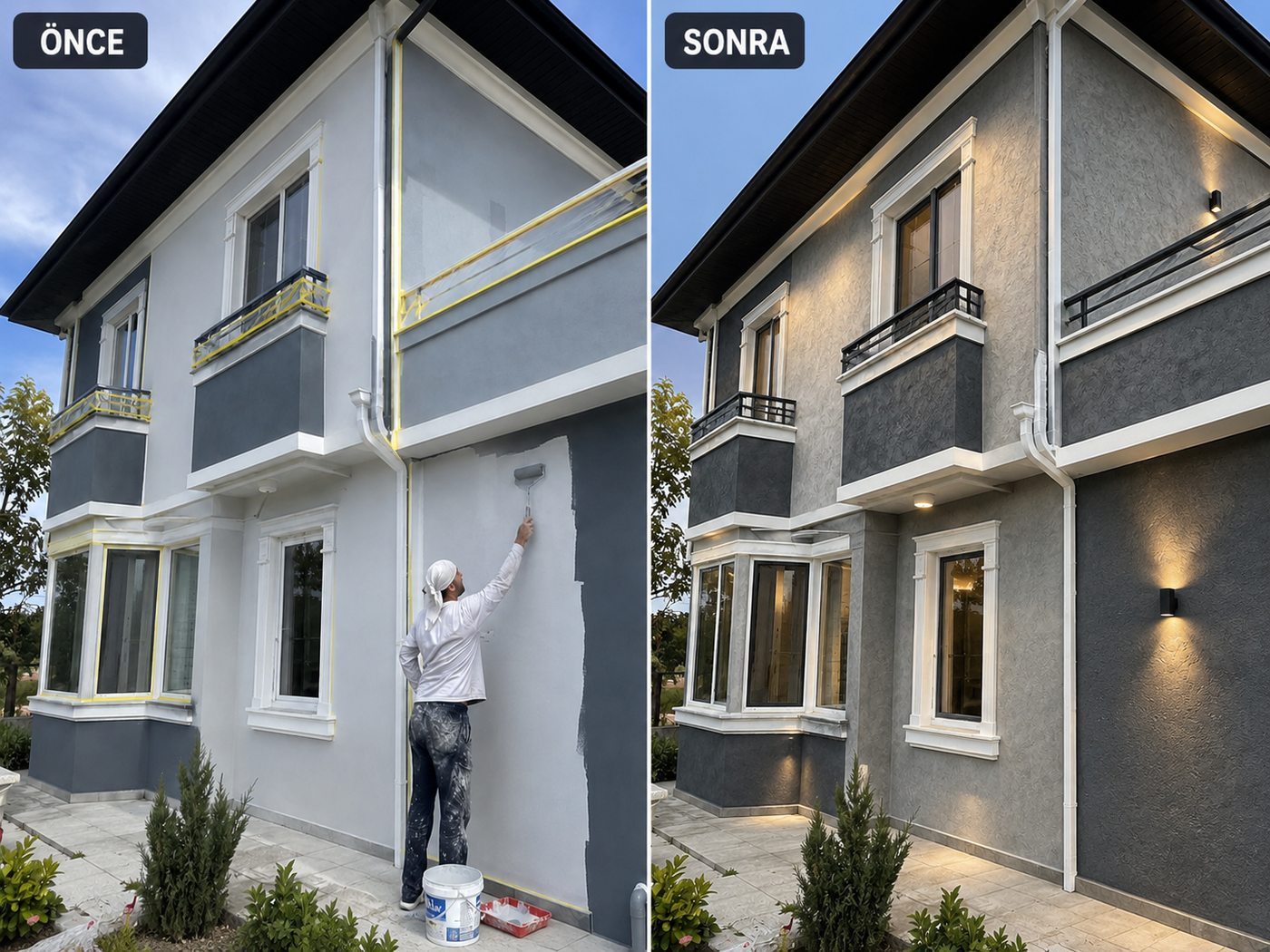 Tuna dış cephe boya öncesi ve sonrası